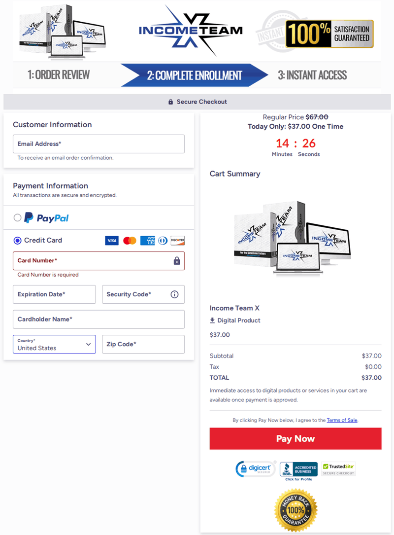 Income Team X Checkout